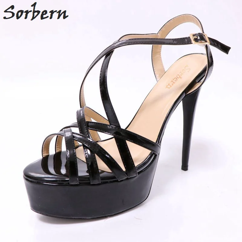 

Sorbern Sexy Thin High Heels Straps Women Sandals Platform Stilettos Heels Gladiator Sandals Women Summer Size 45 Custom Colors