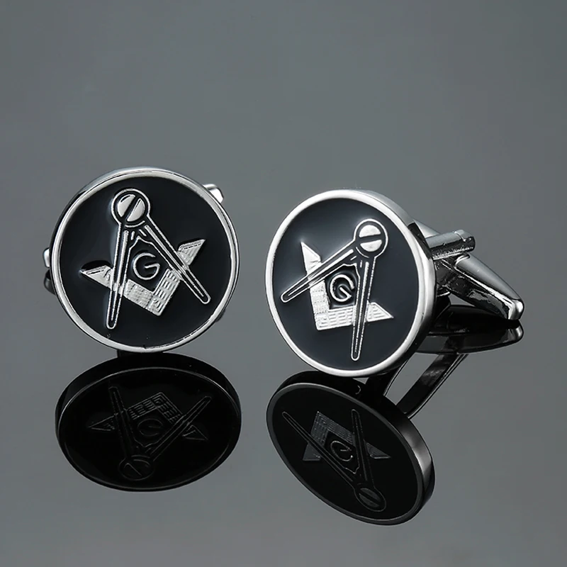 DY The new high quality black round Masonic Cufflinks fashion Men's French shirt Cufflink Jewelry wholesale