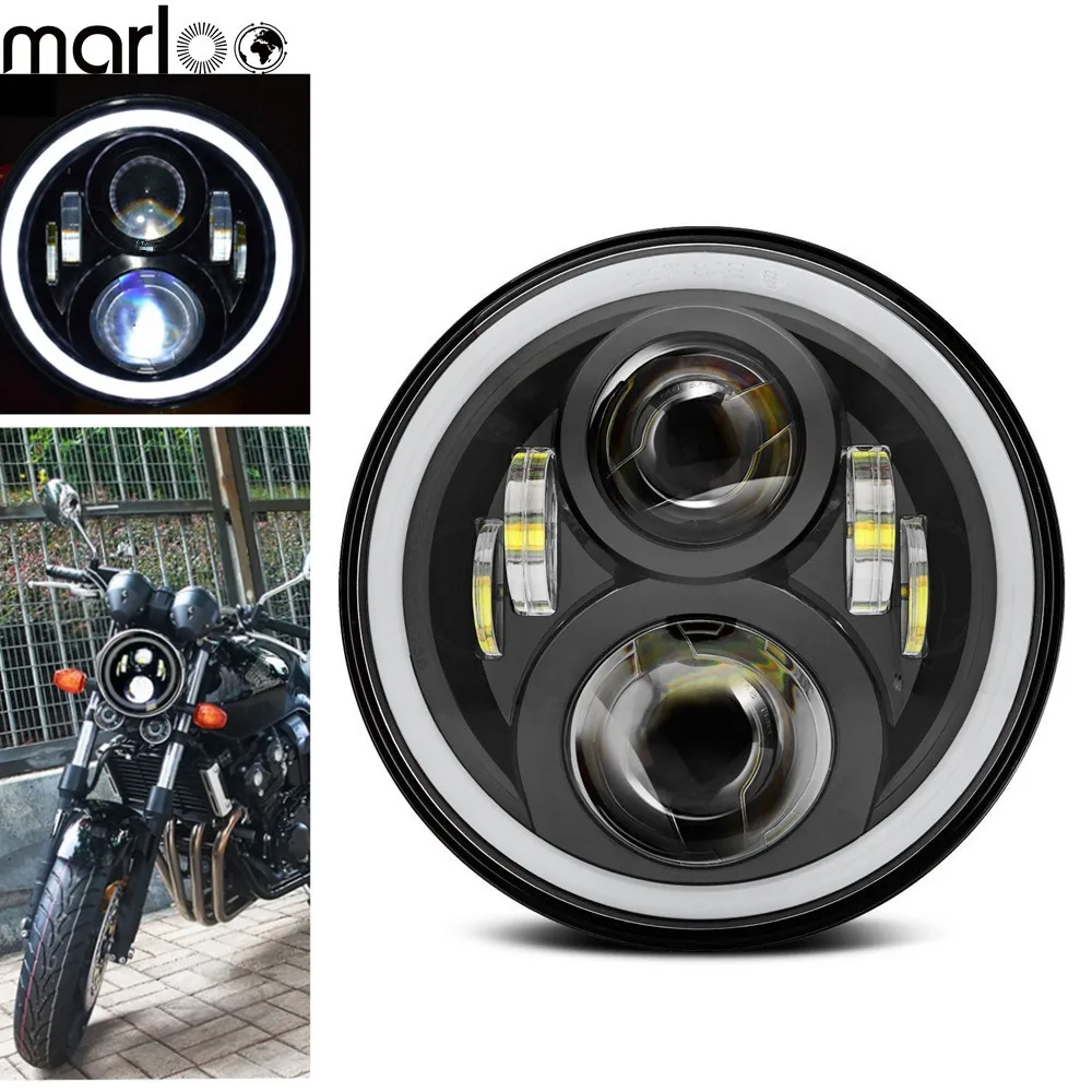 For Honda Headlight 7\'\' LED Motorcycle Headlamp With DRL Halo 75W Round Led For Honda CB 400 CB 1300 Honda Hornet