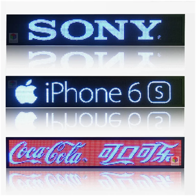 Indoor Programmable Scroll Text Image LED Sign Car Display 21x6 inch RGB Full Color PH4mm Led Sign Car Rear Window Message Board