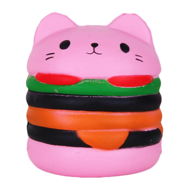 Jumbo Cat Face Burger Squishy Simulated Bread PU Scented Soft Slow Rising Squeeze Toys Stress Relief Baby Kid Toy Xmas Gift