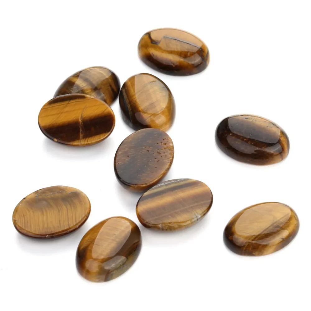 100PCS Natural Stone Cabochon Tiger eye  Oval 10X14 12X16 13X18 15X20 18X25mm Egg Shape DIY Jewelry