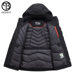 Asesmay 2019 men down jacket men's winter parka thick warm high quality hoodies white duck down coat mens brand clothing outcoat