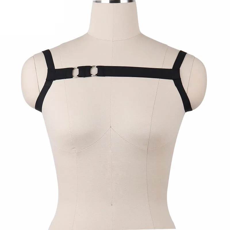 

Goth Fetish Lingerie Body Harness Bra Sexy Open Chest Cage Bra Nightclub Sexy Crop Top Underwear Elastic Shoulder Harness O0014