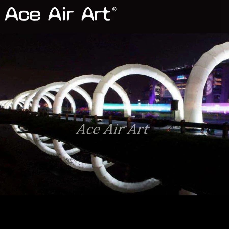 8 m W x 4 m H Lighting Inflatable Archway Path Decoration with LED for Night Running Party Event Decor