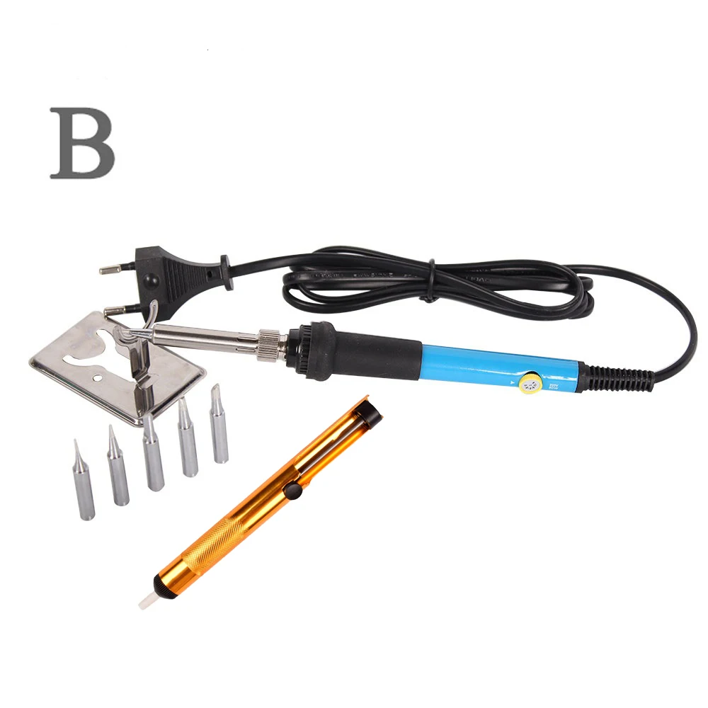 5 Types Welding Repair Tool Desoldering Pump Tweezers Soldering Iron Solder Gun with Soldering Stand Solder Wire 220V 110V 60W