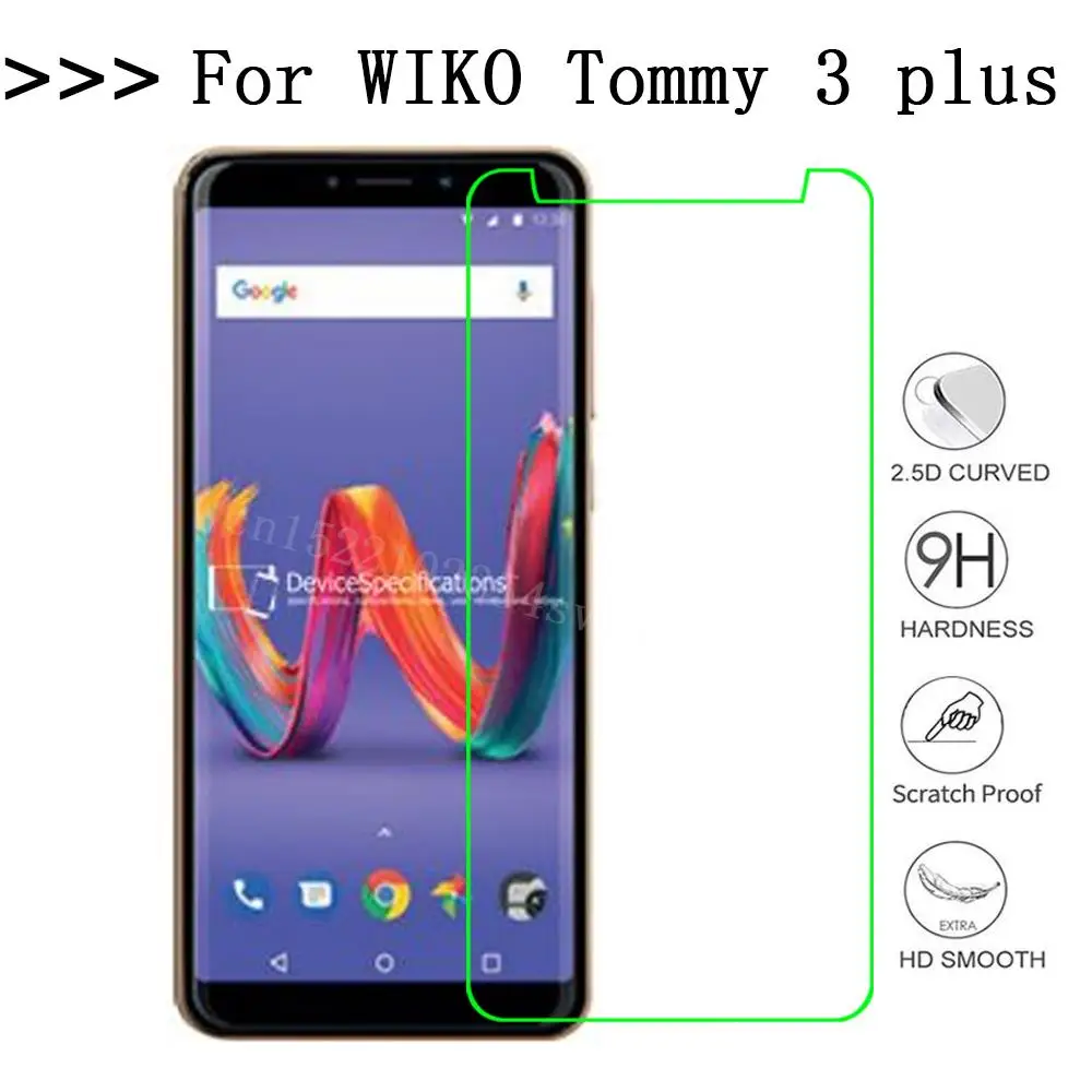 Smartphone 9H Tempered Glass For Wiko Tommy 3 plus Screen Protector GLASS Explosion-proof Protective Film Screen cover phone Q