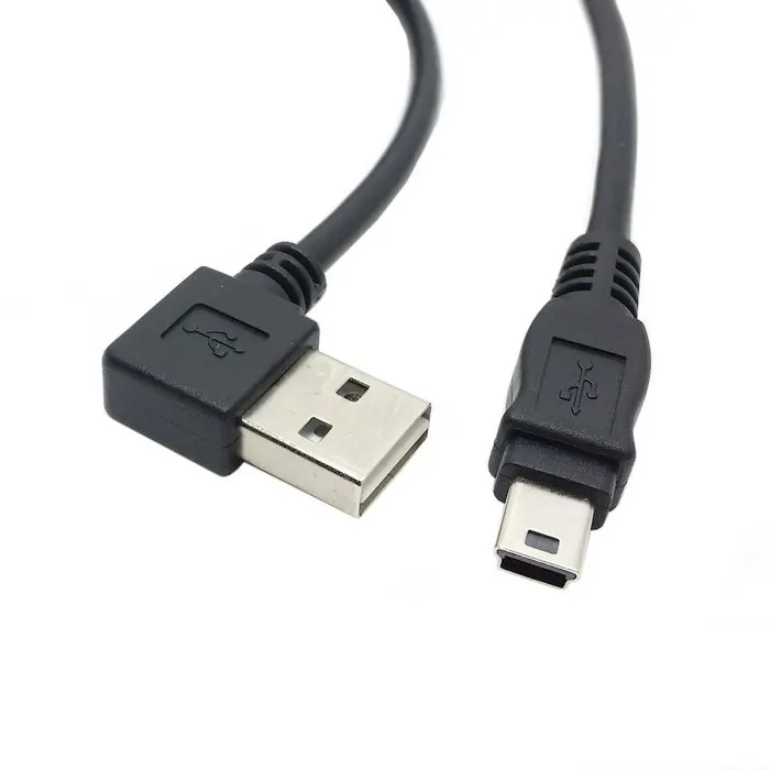 100pcs/lot USB 2.0 Male to Mini USB 5Pin Male Cable 100cm 1m 3ft Reversible Design Left & Right Angled 90 Degree