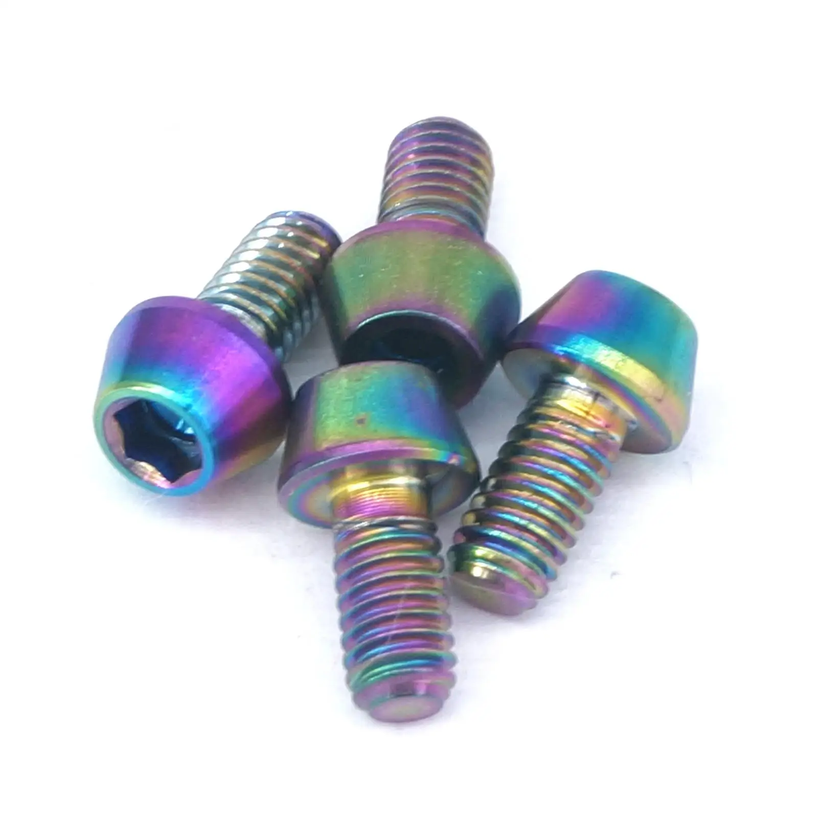 4 PCS M4x8mm Rainbow GR5 Titanium Cone head Bolts For Bike Rear Derailleur