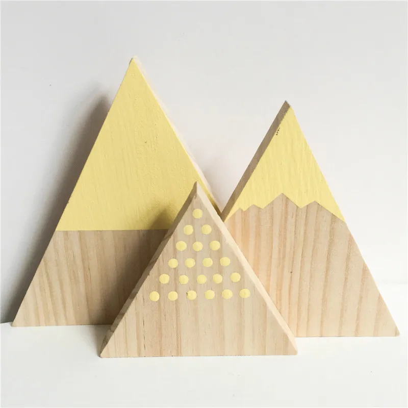 3pcs/set Nordic Top Woodland Wood Mountain Decorative Handmade Kids Bookends Home Decor Wooden Mountain Baby's Room Decor