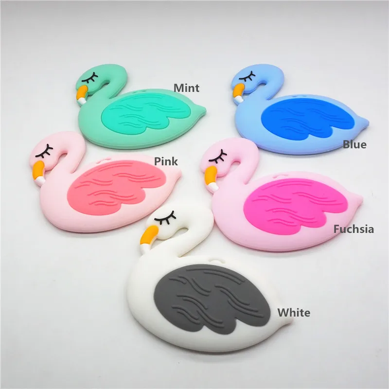 

Chengkai 5PCS Silicone Flamingo Teether DIY Baby Cartoon Swan Pacifier Dummy Teething Pendant Nursing Sensory Animal Toy Gift