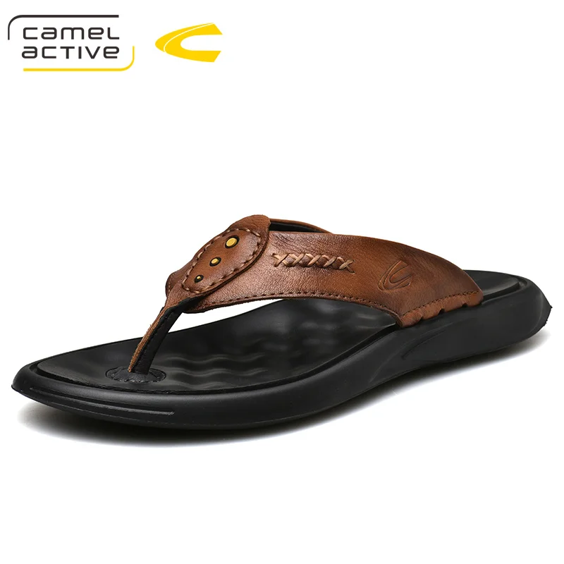 

Camel Active 2019 New Men Slippers Genuine Leather Men Beach Shoes Brand Men Casual Shoes Men Slippers Summer Flip Flops 19359