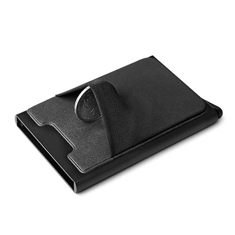Aluminum Wallet With Elastic Lycra Back Pocket RFID Blocking Mini Metal Credit Card Holder Automatic Pop Up Card Case Coin Purse image 4