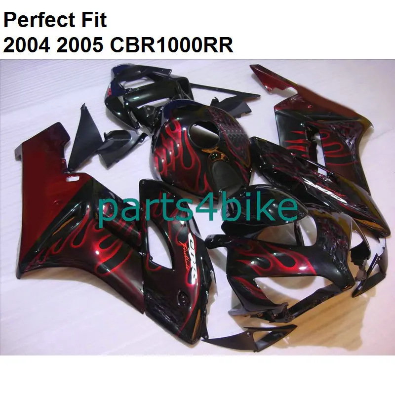 Injection molding free customize fairing kit for Honda CBR 1000RR 2004 2005 red flames black fairings set CBR1000RR 04 05 NZ44