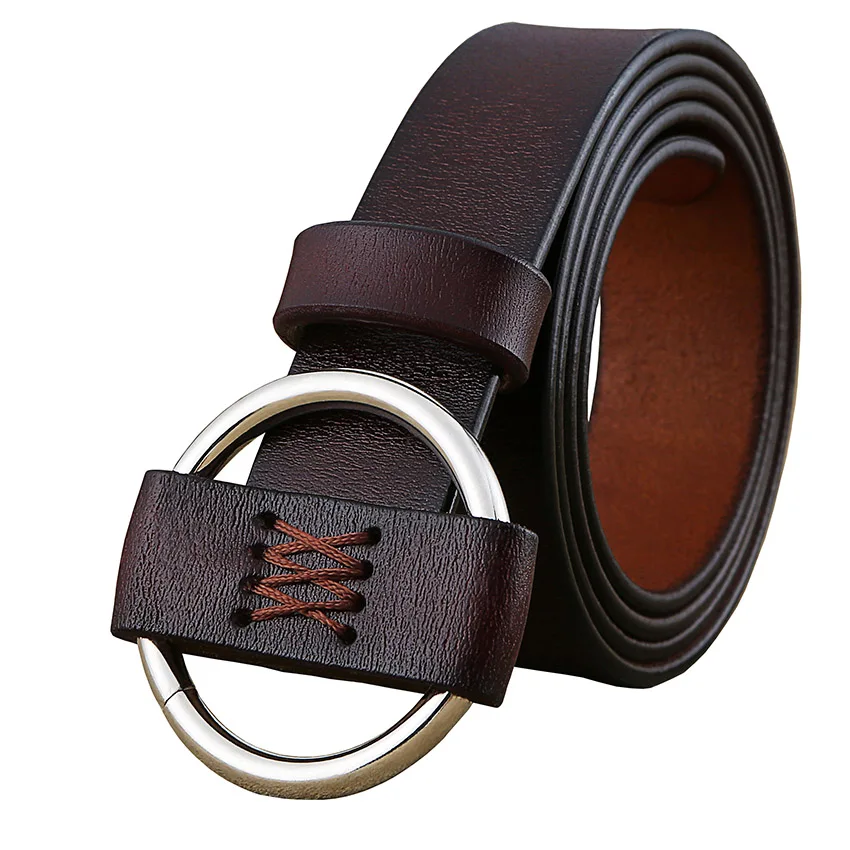 Fashion Round Ring buckle belt woman Genuine leather belts for women Quality cow skin strap female girdle for jeans width 2.8 cm