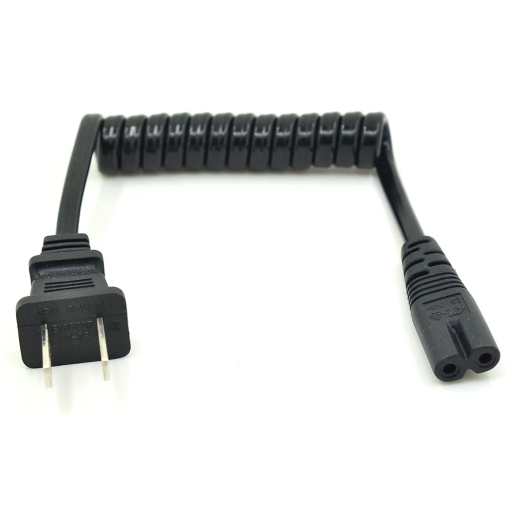Có thể thu vào JP MỸ NEMA 1-15 p 2PIN Cắm IEC 320 C7 AC Ngắn Mùa Xuân Di Động Dây 2 prong C7 20 cm PU cáp Điện 10-30 cm