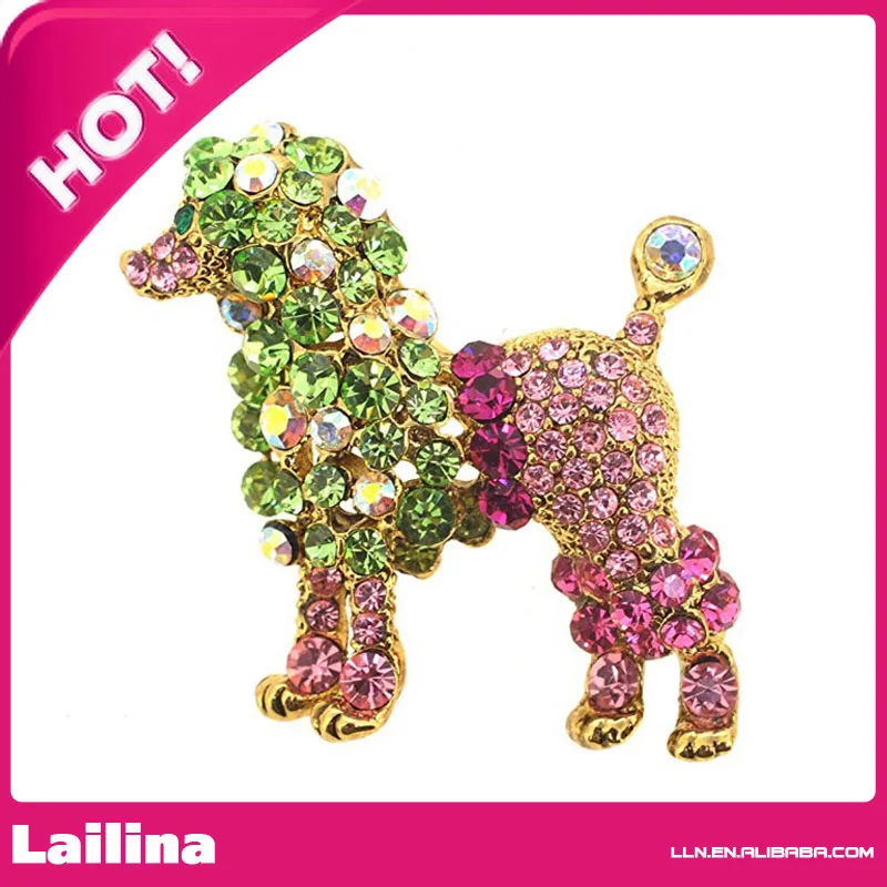 

Multicolor Poodle Crystal Animal Pin Brooch