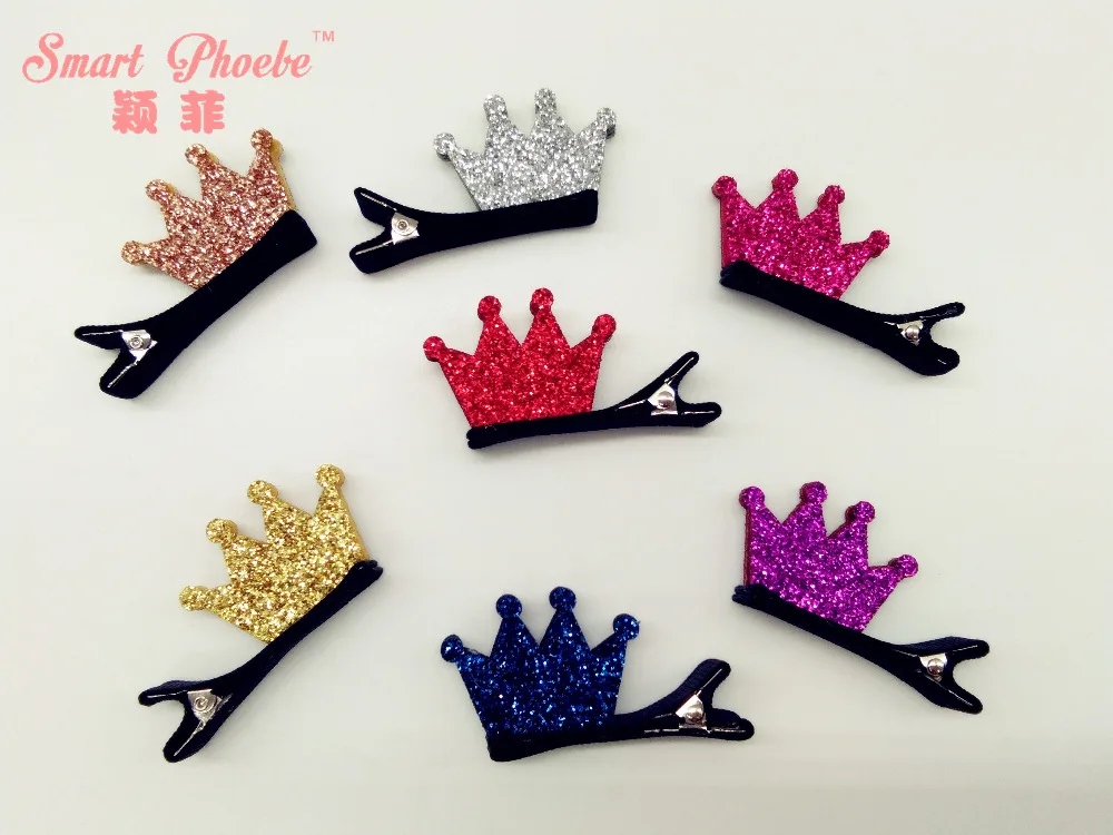 

Boutique 30pcs/7C Fashion Cute Glitter 3D Crown Hairpins Solid Kawaii Tiaras Hair Clips Hair Accessories Princess Headwear