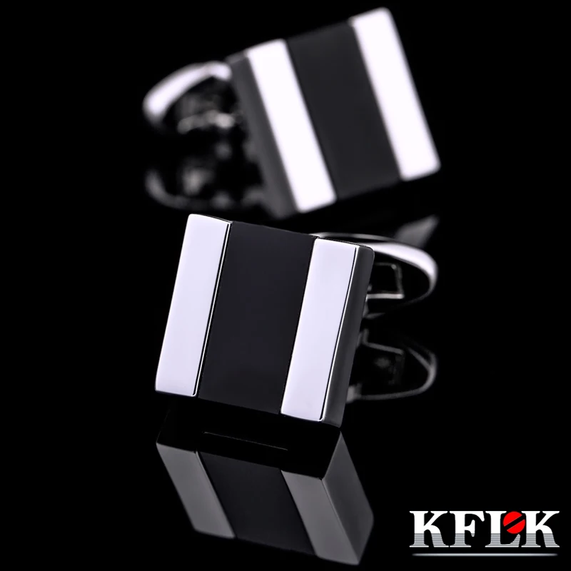 2020 KFLK Luxury  Fashion shirt cufflink mens gift Brand cuff buttons Crystal cuff link High Quality Black abotoaduras Jewelry