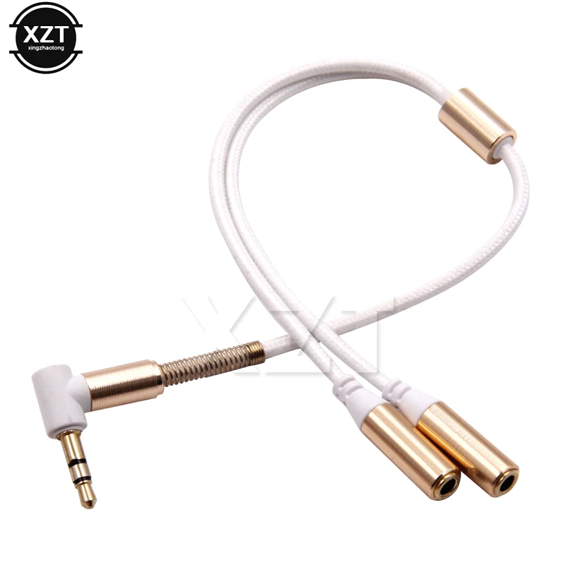 3.5mm 1 To 2 Audio Aux Y Splitter Cable Adapter Male to Dual Female Golden Connector 3.5 Jack for Earphones Headphones Accessory