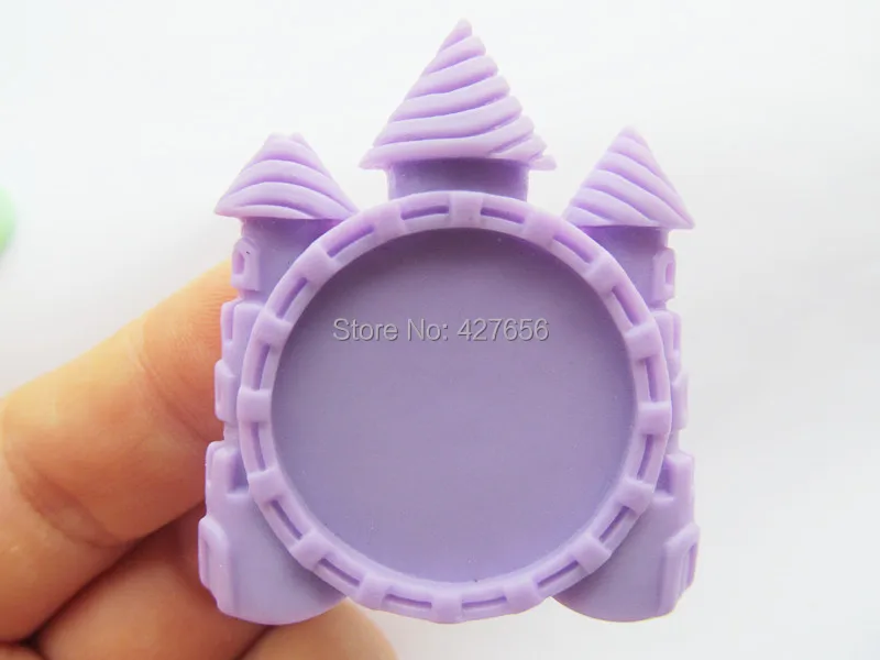 50pcs  Purple Flatback Resin Castle Charm Finding,Base Setting Tray Bezel,for 25mm Cabochon/Cameo