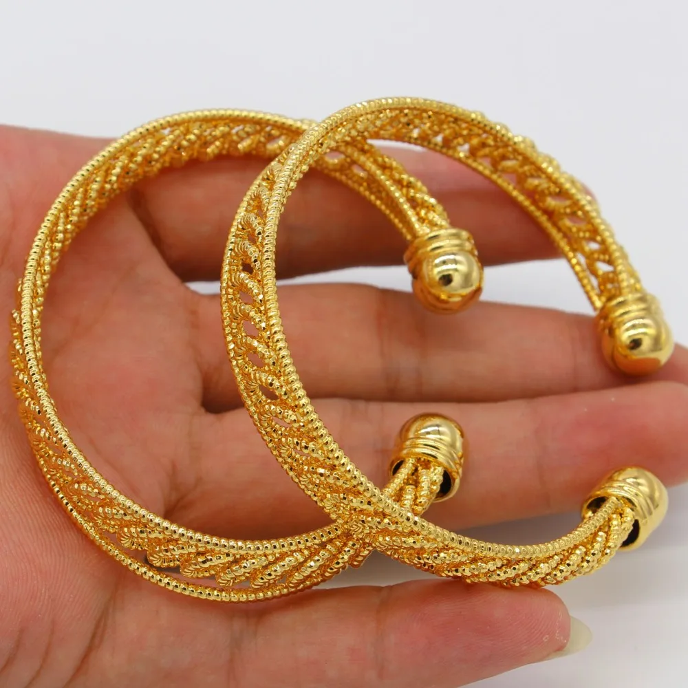 Adixyn Width 12mm Dubai Gold Bangles Women Men Gold Color Bangles&Bracelets African/Ethiopian/Arab/Kenya Wedding Gifts