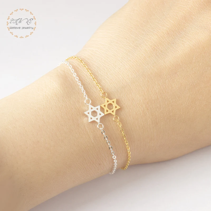 Stainless Steel Israel Star Of David Bracelets For Women Best Friend Jewish Hand catenary Bileklik Erkek Anillos Jewelry