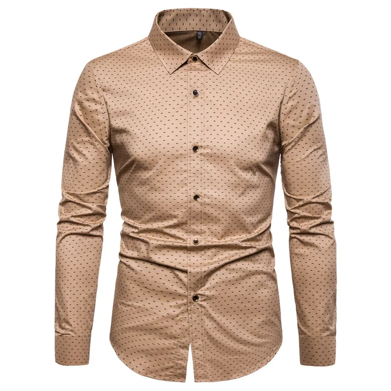 New Autumn Fashion Brand Men Clothes Slim Fit Men Long Sleeve Shirt Men Polka Dot Casual Men Shirt Social Plus Size M-5XL