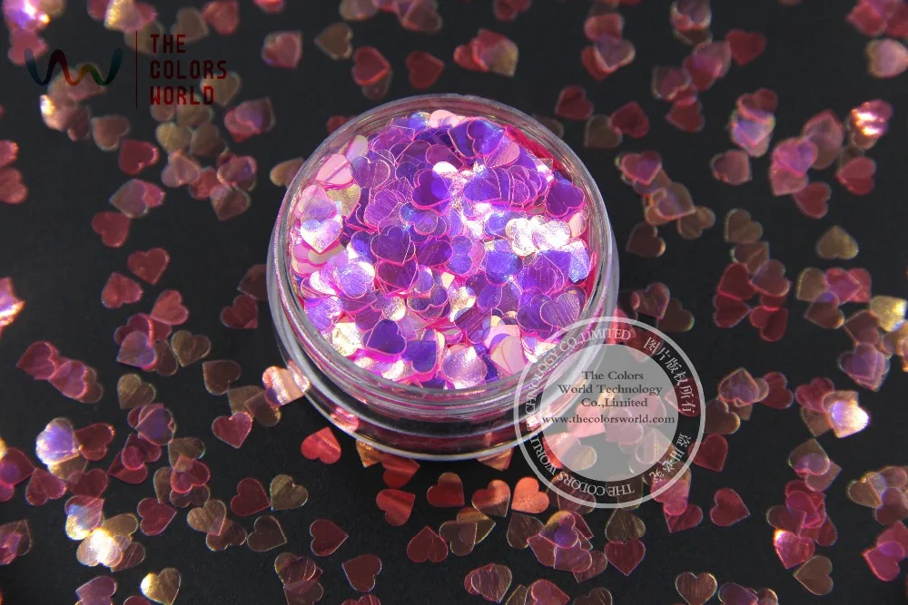 TCR339  American Fantasy Iridescen Pink color Heart Shape 4MM Size Glitter ,Specular luster glitter for nail Art DIY decoration