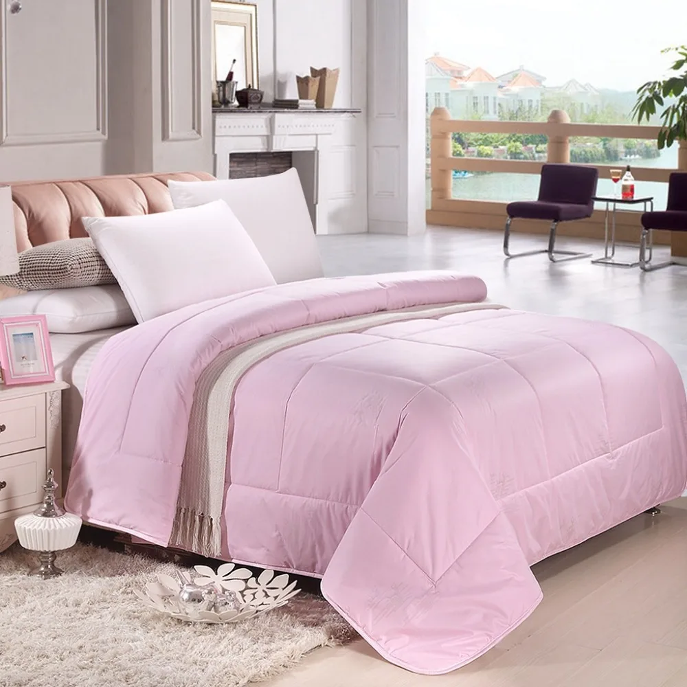 Comforter Pure Wool Quilt! Winter Summer Sheep Fleence Quilt Bedding Filler/Filling Queen King Full Size Home Textile White Pink