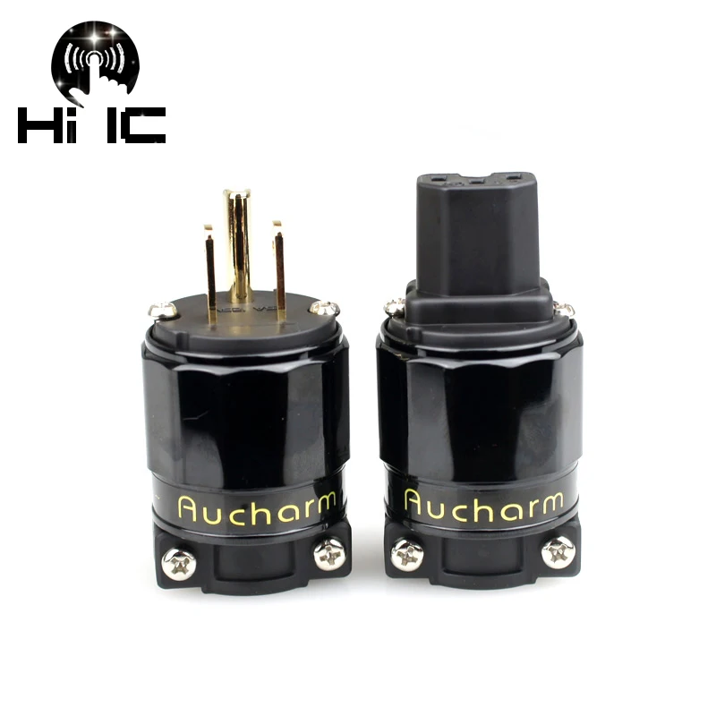 Pozłacana rodowana wtyczka zasilająca USA GB IEC Audio Złącze HiFi Przewód zasilający AC Wtyczki do kabla zasilającego