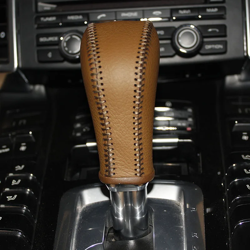 Nappa Leather shift knob cover For Porsche Cayenne 2013 year car cover on the gear shift knob copri pomello cambio gear stick