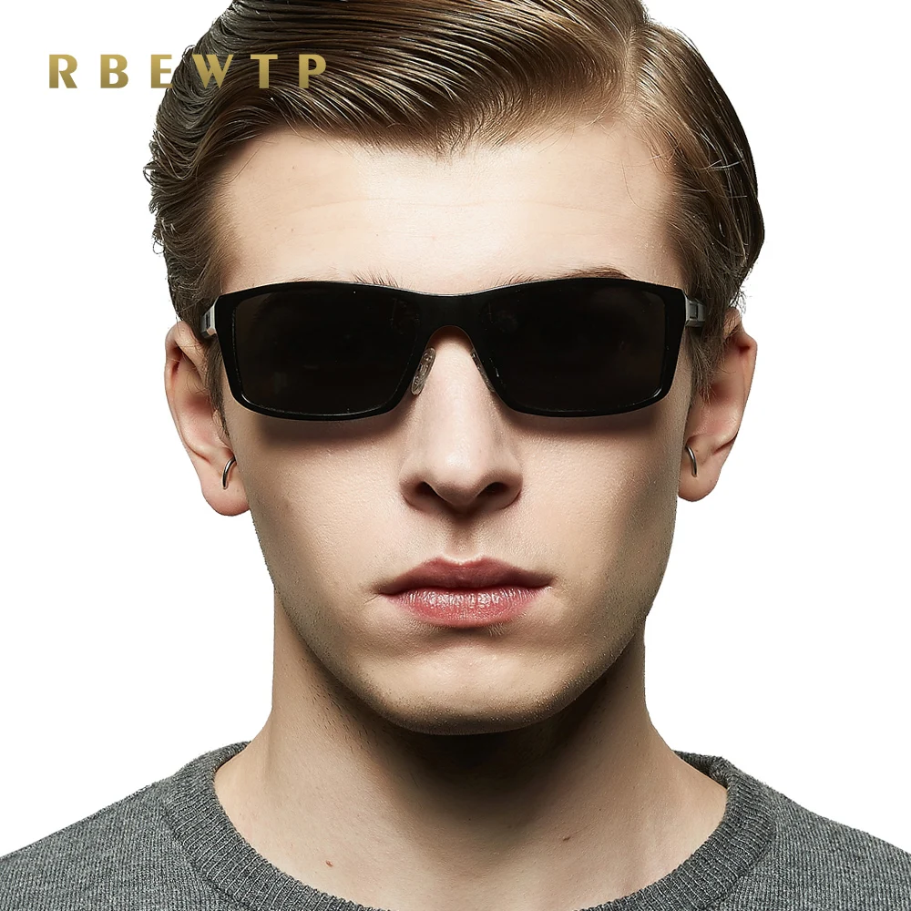 

RBEWTP Aluminum Magnesium Men's Sunglasses Polarized Square Mirror Sun Glasses oculos Male Eyewear Accessories For sport Men 554