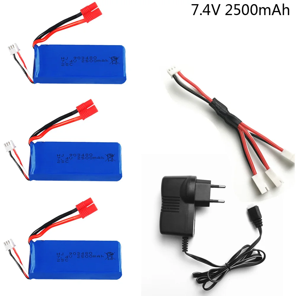 

7.4v 2500mAh For Syma X8C X8W X8G X8HC X8HW X8HG parts charger battery RC Quadcopter parts 3in1 wire with battery charger 7.4V