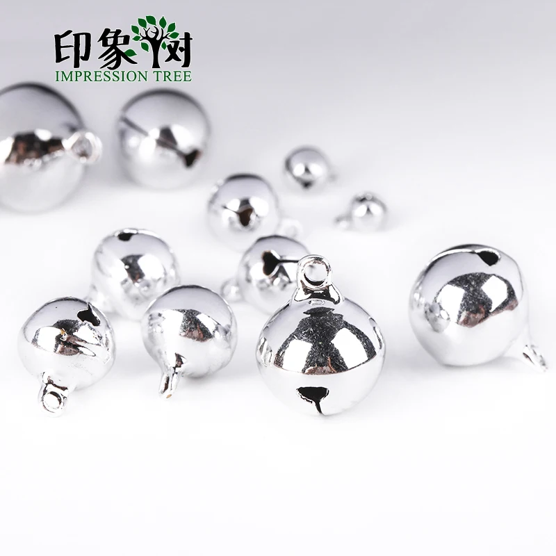 Multi Size Silver Plated Sounding Copper Bronze Bell 6/8/10/12/14/16/18/20mm Beads Impression Tree DIY Jewelry Finding 501