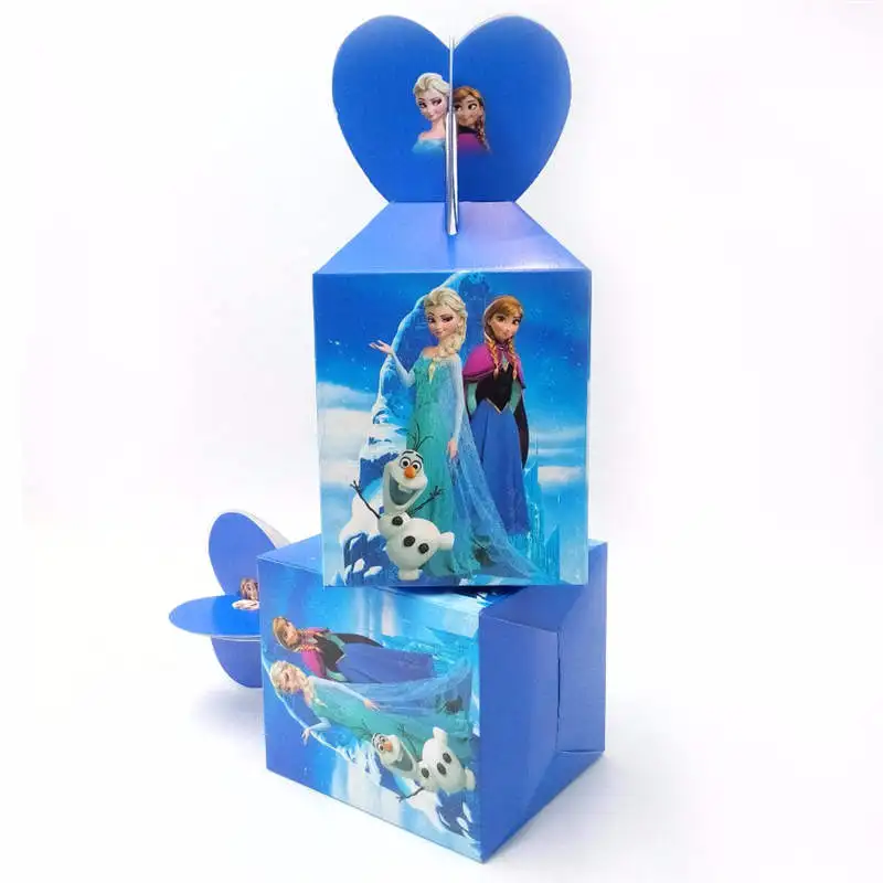 

Disney Frozen Theme 6pcs/lot Candy Box Kids Birthday Party Decoration Print Princess Anna Elsa Cupcake Boxes Gift Box Supplies