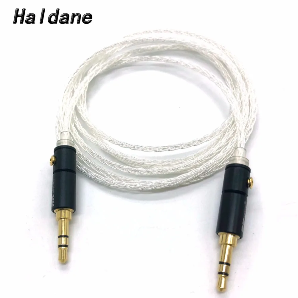 

Free Shipping Haldane 8 Cores Silver Plated 3.5mm to 3.5mm Stereo Male Upgrade Cable HIFI audio aux Cable