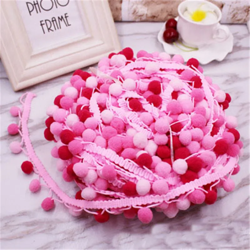 Lace Ribbon Sewing Accessories Pom Pom Tassel Pompoms Trim Ball Fringe Embroidery DIY Apparel Fabric Cord Sewing Supplies 2Yard