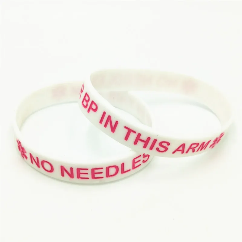 1PC Medical Alert  Silicone Wristband No Needles or BP in this Arm Rubber Armband Bracelets&Bangles Adults Gifts Jewelry SH271