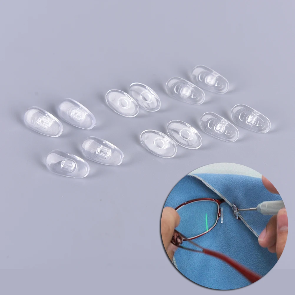 

5 Pairs durable Screw in or Push-in type Soft Silicone Non-slip Glasses Nose Pads Oval 14mm hot sale