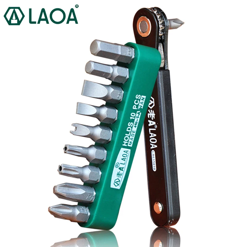 

LAOA Thin Handle Ratchet Screwdriver Set Multifunction Maintenance Screwdriver Bits made in Taiwan