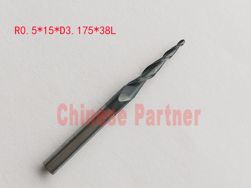 1pc R0.25/R0.5/R0.75/R1 1/8" 3.175mm shank HRC55 solid carbide  Tapered Ball Nose End Mills milling cutter wood Engraving tools