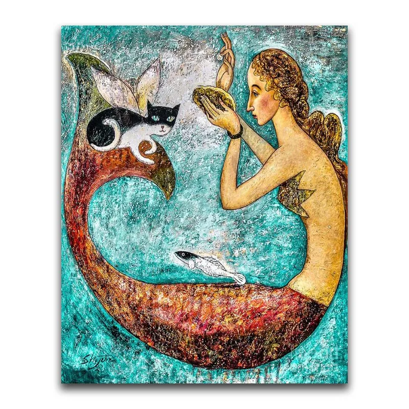 

Full Square Diamond embroidery Cross stitch Cartoon 5D DIY Diamond painting Mermaid abstract Full Round Diamond mosaic WG1152