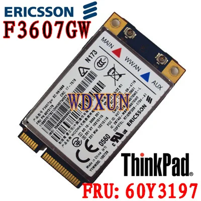 

Unlocked Eircsson F3607GW Thinkpad F3607GW 3G GPS HSPA WWAN Card 60Y3237 60Y3197