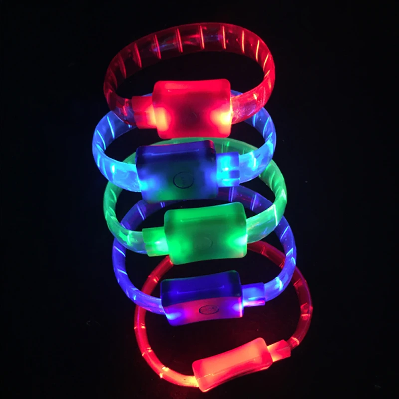 50PCS/LOT LED Bracelets Bangles Light Up Bracelet Glow Flashing Soft Rubber Bracelet for Party Decoration Christmas Kids Gift