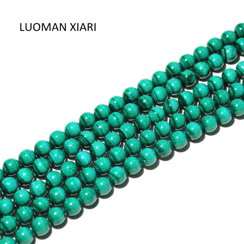 LUOMAN XIARIRound Natural Malachite Stone Beads For Jewelry Making DIY Bracelet Necklace  Material 4/6/8/10/12 mm Strand 15''