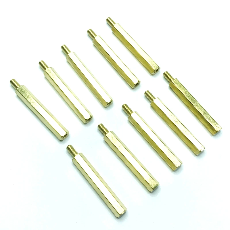 50pcs M3 Male 6mm x M3 Female 30mm Brass Standoff Spacer M3 30+6 Copper Hexagonal Stud   Spacer Hollow Pillars M3*30+6