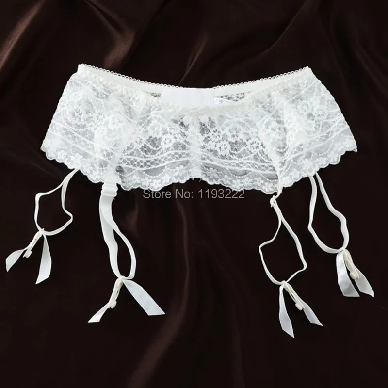 Women Girl Sexy Lingerie Wedding Garter Waist Lace Garter Belt Embroidery Mesh Double Breasted Clip Leg Harness Suspender Straps