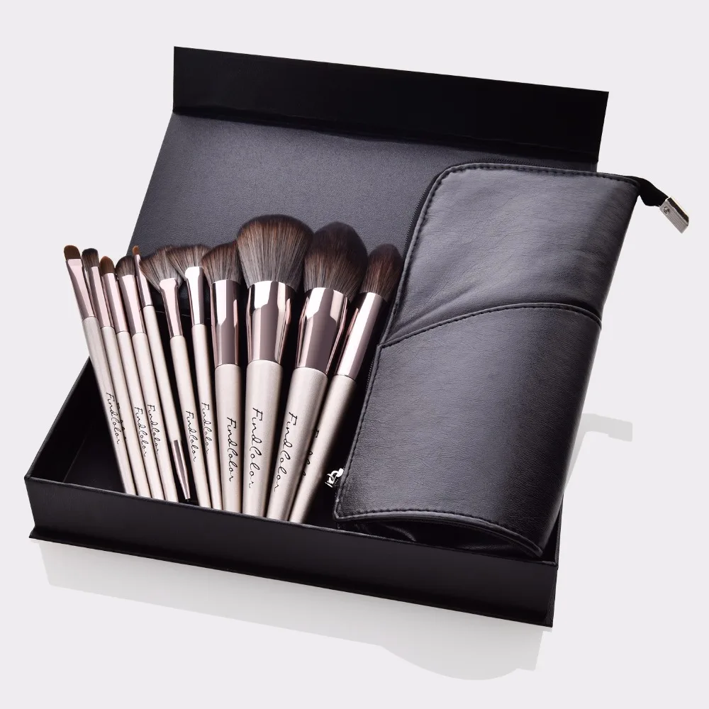 

11 Pcs Makeup Brushes Big Flame Blush Concealer Foundation Brush Set Professional Beauty Tools Gift Package With Bag & Box