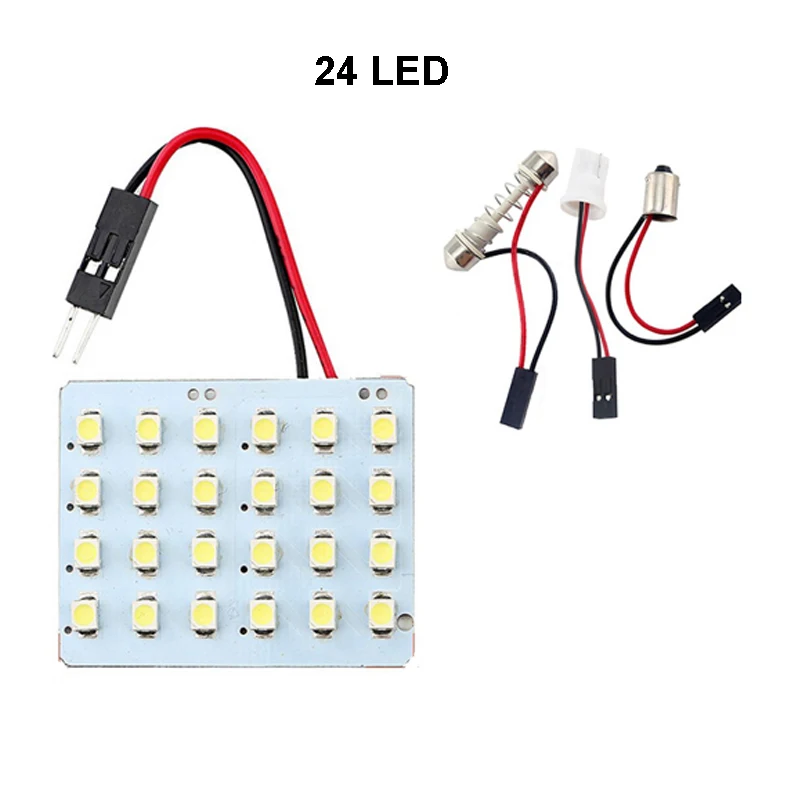 50pcs Wholesale Car Dome reading Light Accessories Led Panel 12/24/36/48 SMD 1210 with T10 Adapter Festoon Base  DC12V